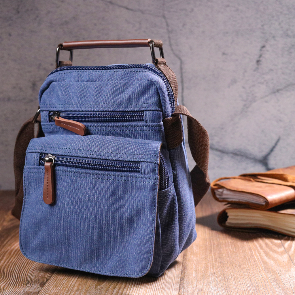 Сумка Vintage Зі щільного текстилю Синя (21228) - зображення 9