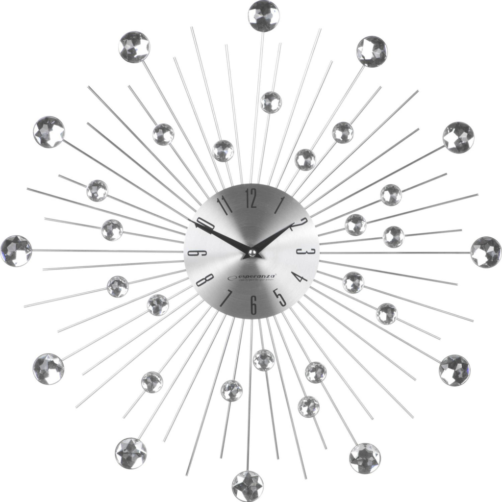 Настінний годинник Esperanza Wall Clock Boston 50 см з променями з і сталі та кристалами (EHC002) - зображення 1