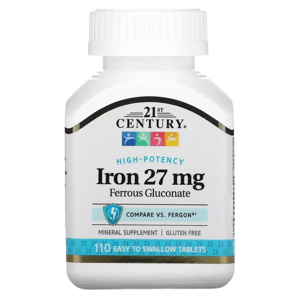 Вітамін 21st Century Залізо Високоефективне, 27 мг, High-Potency Iron, 110 таблеток (CEN-22690) - зображення 1