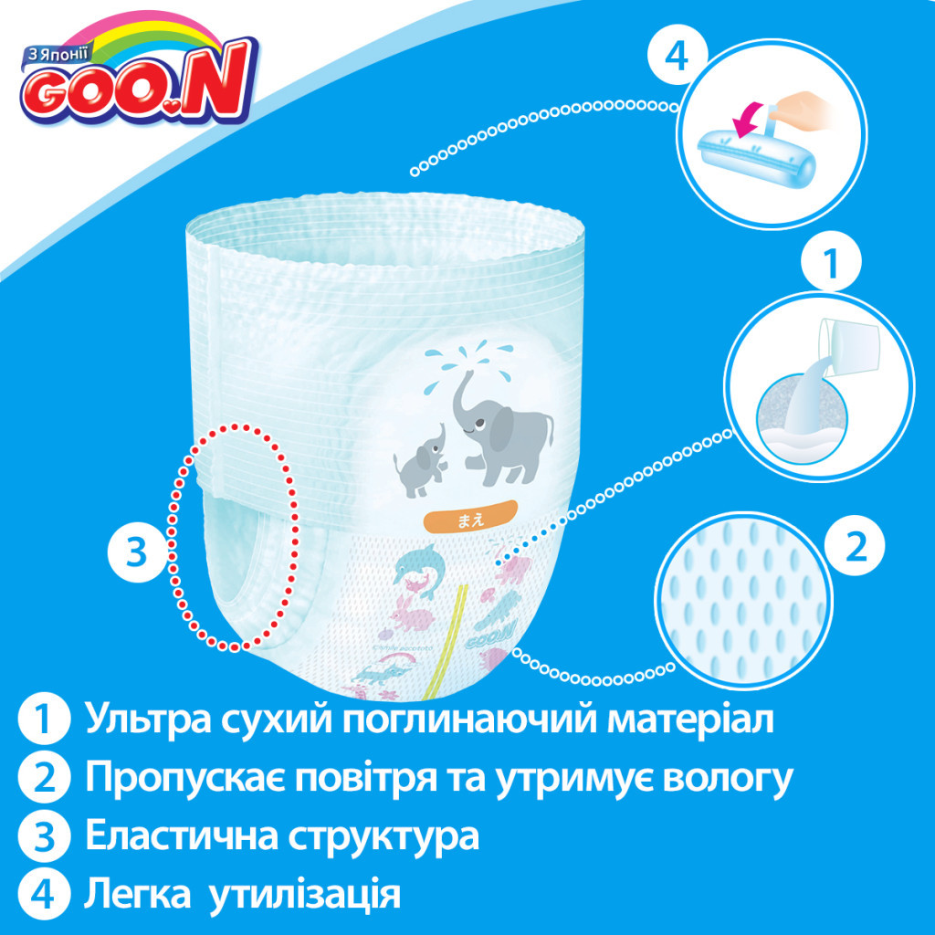 Підгузки GOO.N L 9 - 14 кг для дівчаток 44 шт (843096) - зображення 3