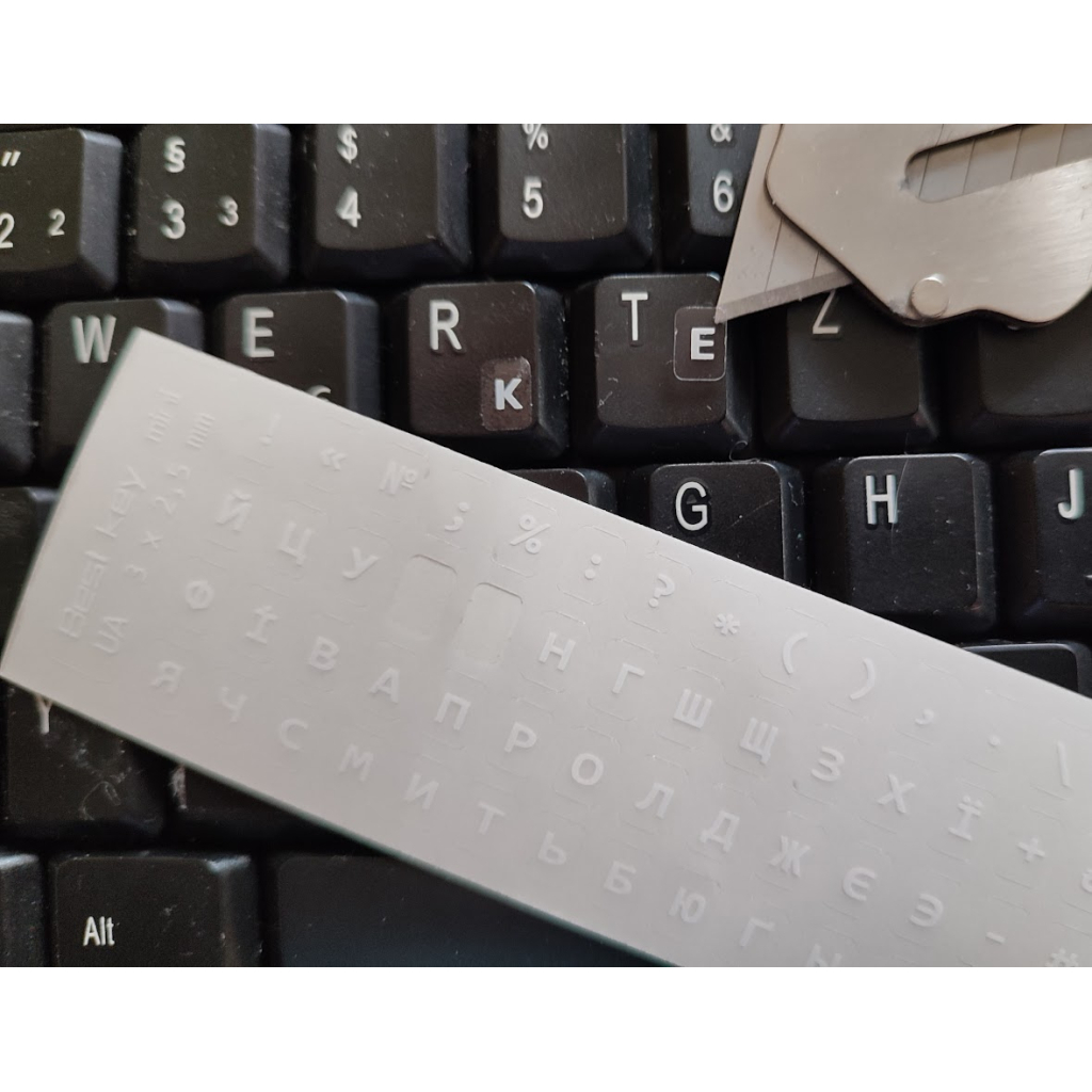 Наклейка на клавіатуру BestKey мініатюрна прозора, 56, білий (BKm3WhTr) - зображення 2