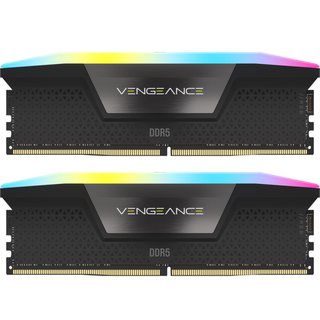Модуль пам'яті для комп'ютера DDR5 48GB (2x24GB) 5200 MHz Vengeance RGB Black Corsair (CMH48GX5M2B5200C38) - зображення 1
