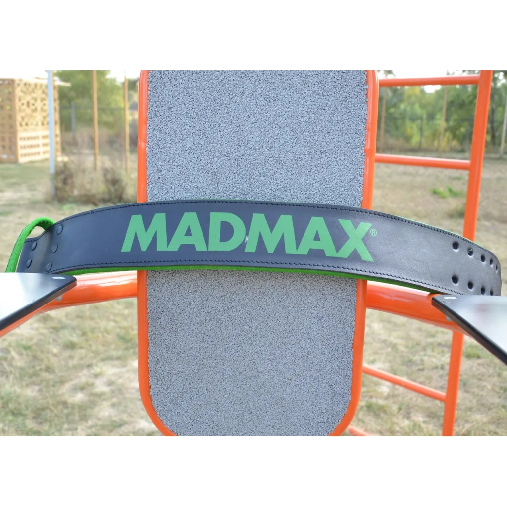 Атлетичний пояс MadMax MFB-302 Quick Release Belt шкіряний Black/Green M (MFB-302_M) - изображение 8