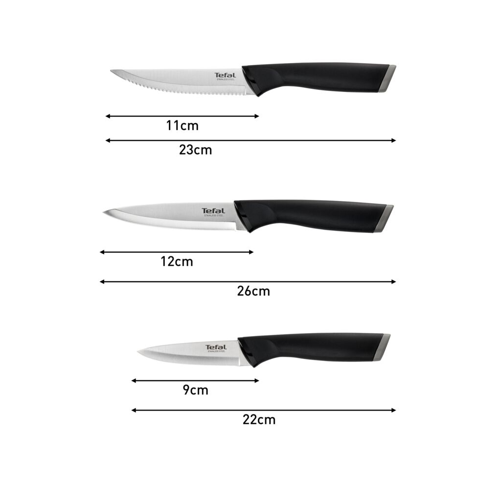 Набір ножів Tefal Essential 3шт, нержавіюча сталь, пластик, чорний (K2219455) - зображення 8