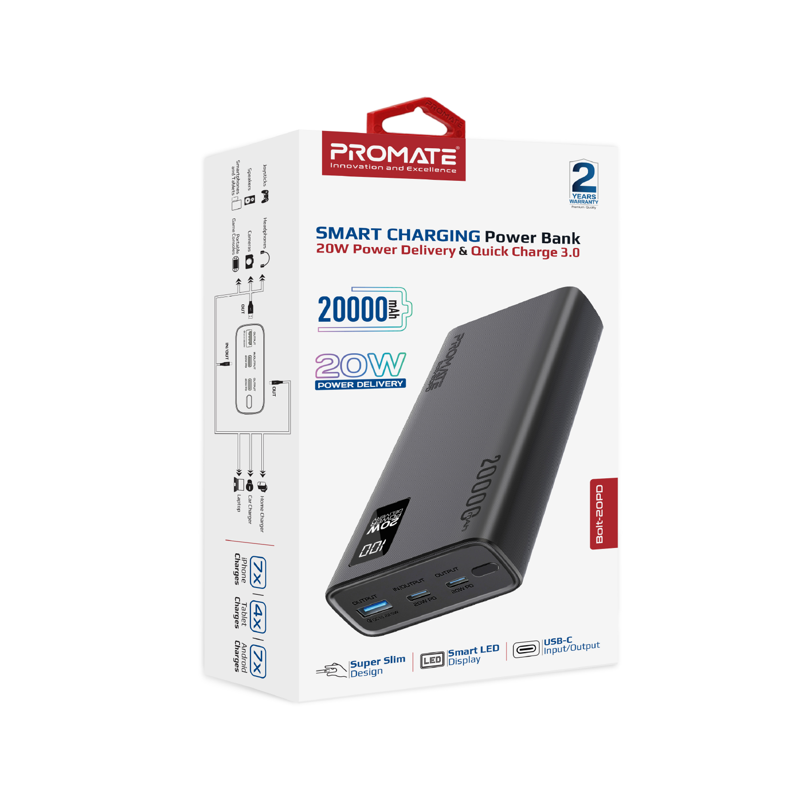 Універсальна мобільна батарея Promate Bolt-20PD Black 20000mAh - изображение 9