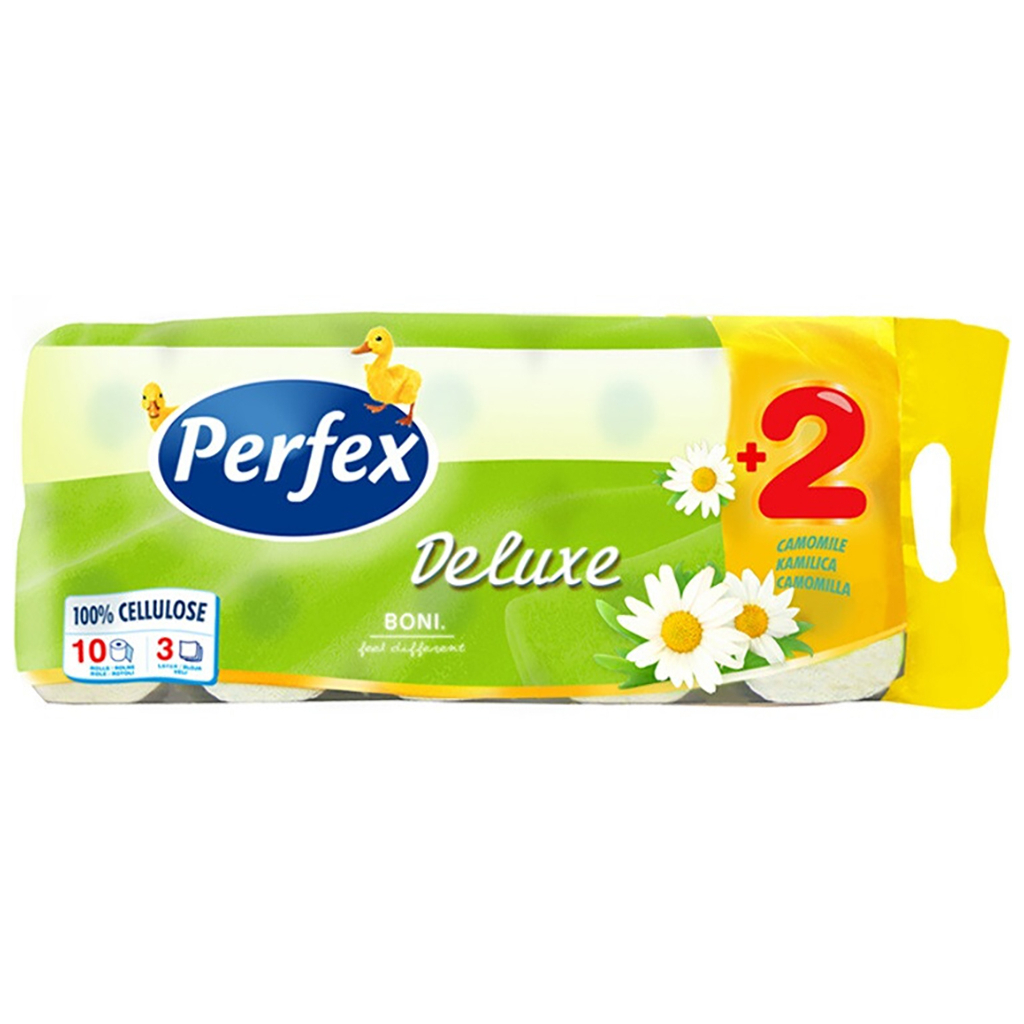 Туалетний папір Perfex Deluxe Ромашка 3 шари 10 рулонів (8600101745637) - зображення 1