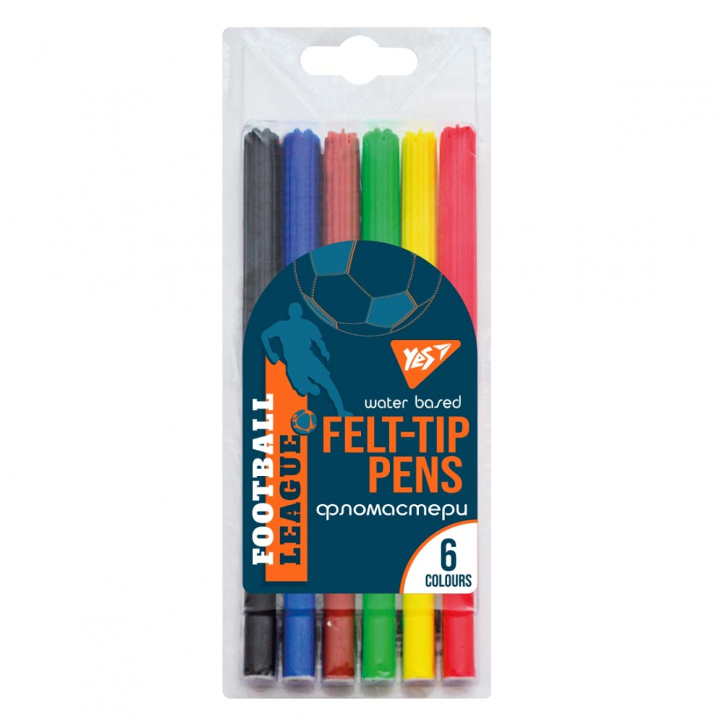 Фломастери Yes Football, 6 кольорів (650514) - изображение 1