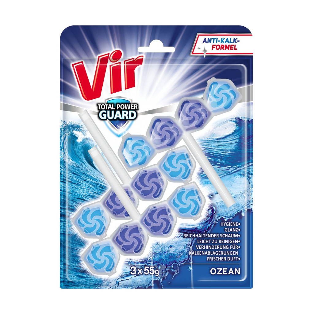 Туалетний блок Vir Total Power Guard Океан 3x55 г (3801003002216) - зображення 1