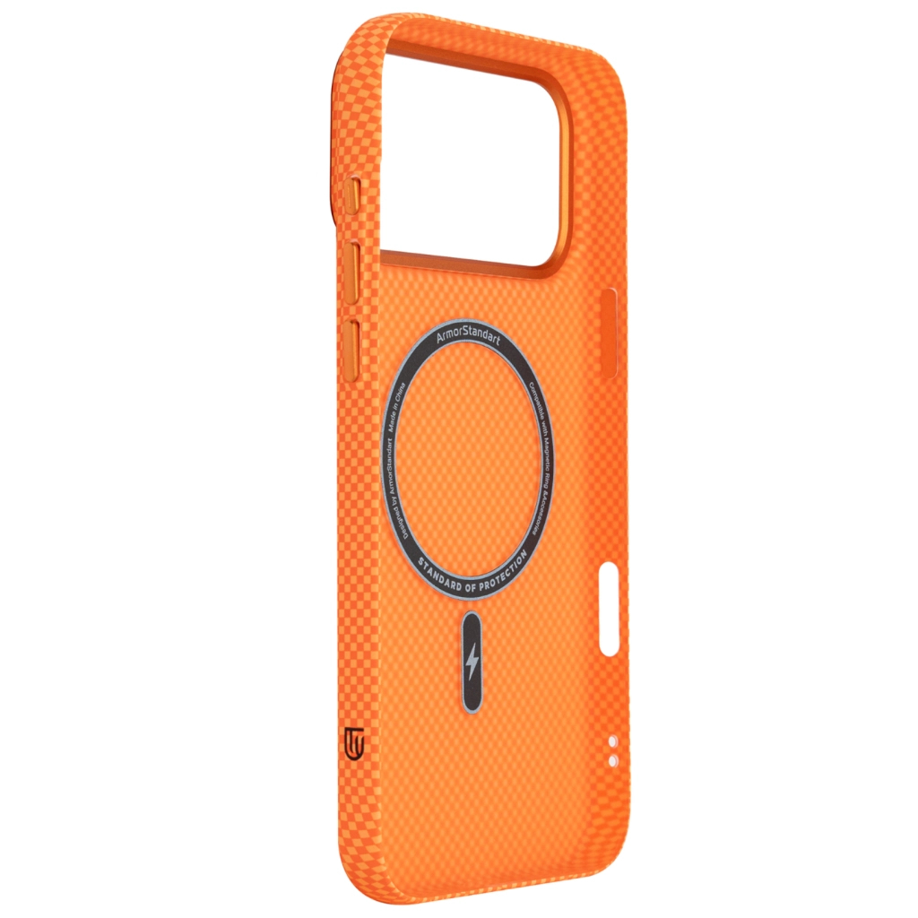Чохол до мобільного телефона Armorstandart LikeCarbon2 MagCase Apple iPhone 17 Pro Max Kevlar Orange (ARM88555) - зображення 4