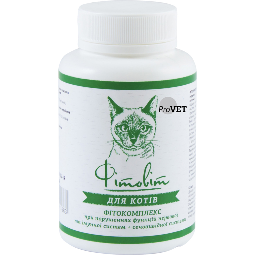 Вітаміни для котів ProVET "Фітовіт" при порушеннях нервової та імунної систем + сечовивідної системи 100 табл. (4823082413683/4823082416967) - зображення 1