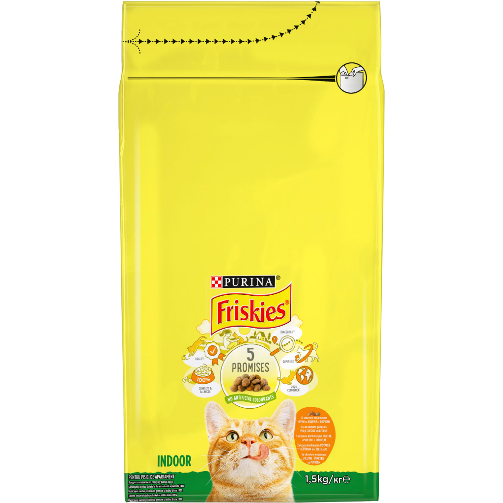 Сухий корм для кішок Purina Friskies Indoor з куркою та овочами 1.5 кг (7613031341887) - зображення 2