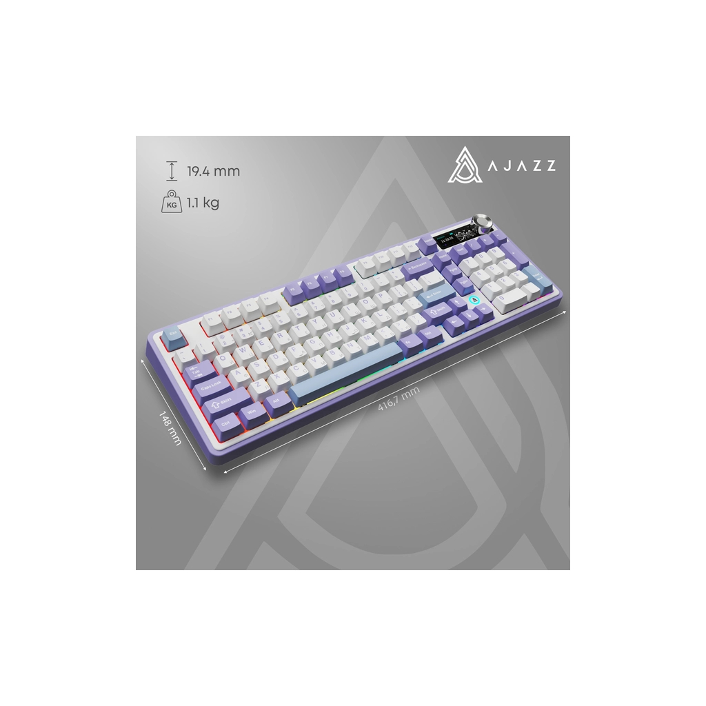 Клавіатура Ajazz AK980 Clear Sky Switch Purple RGB USB/Wireless/Bluetooth UA Purple (AK980-CS-PWB) - зображення 8
