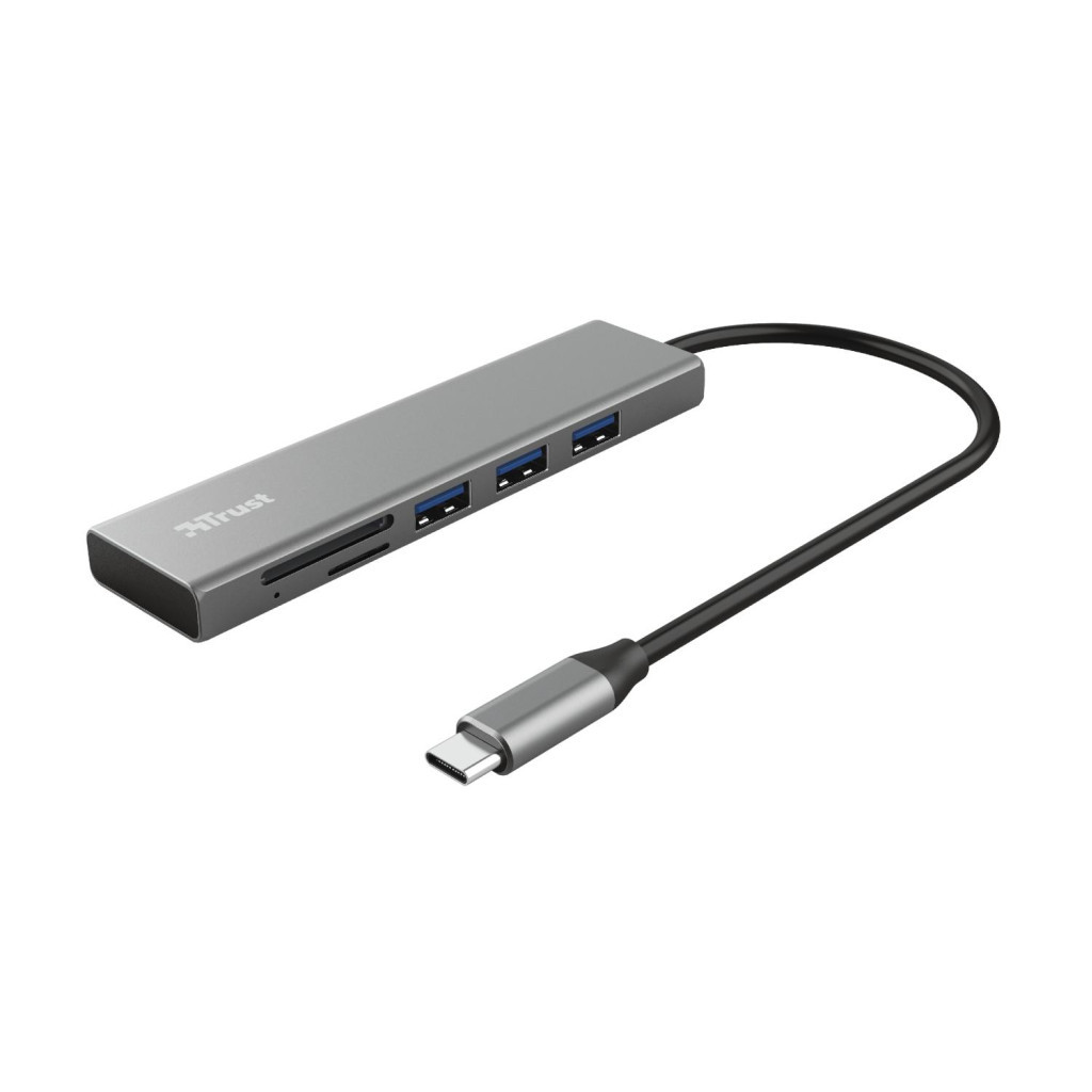 Концентратор Trust HALYX FAST 3USB+CARD READER USB-C ALUMINIUM (24191_TRUST) - изображение 1