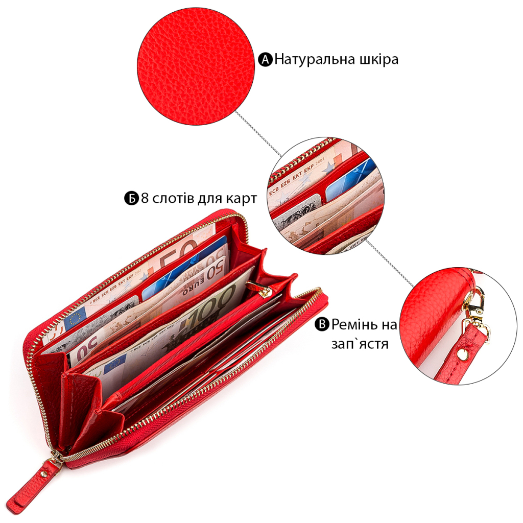 Гаманець Boston З натуральної шкіри Червоний (18464) - зображення 4