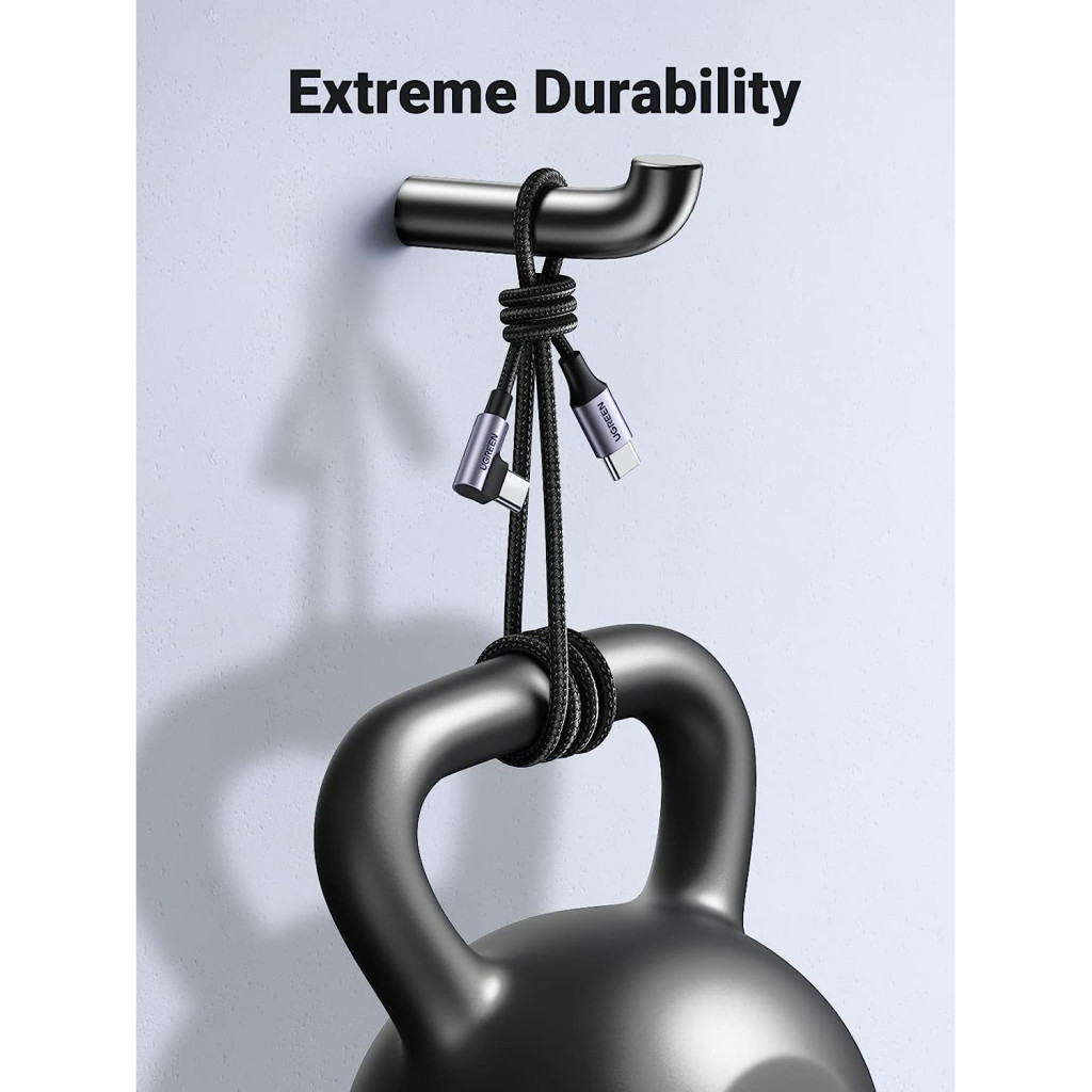 Дата кабель USB-C to USB-C 3.0m 60W US255 90-degree Angle Black Ugreen (80714) - зображення 6