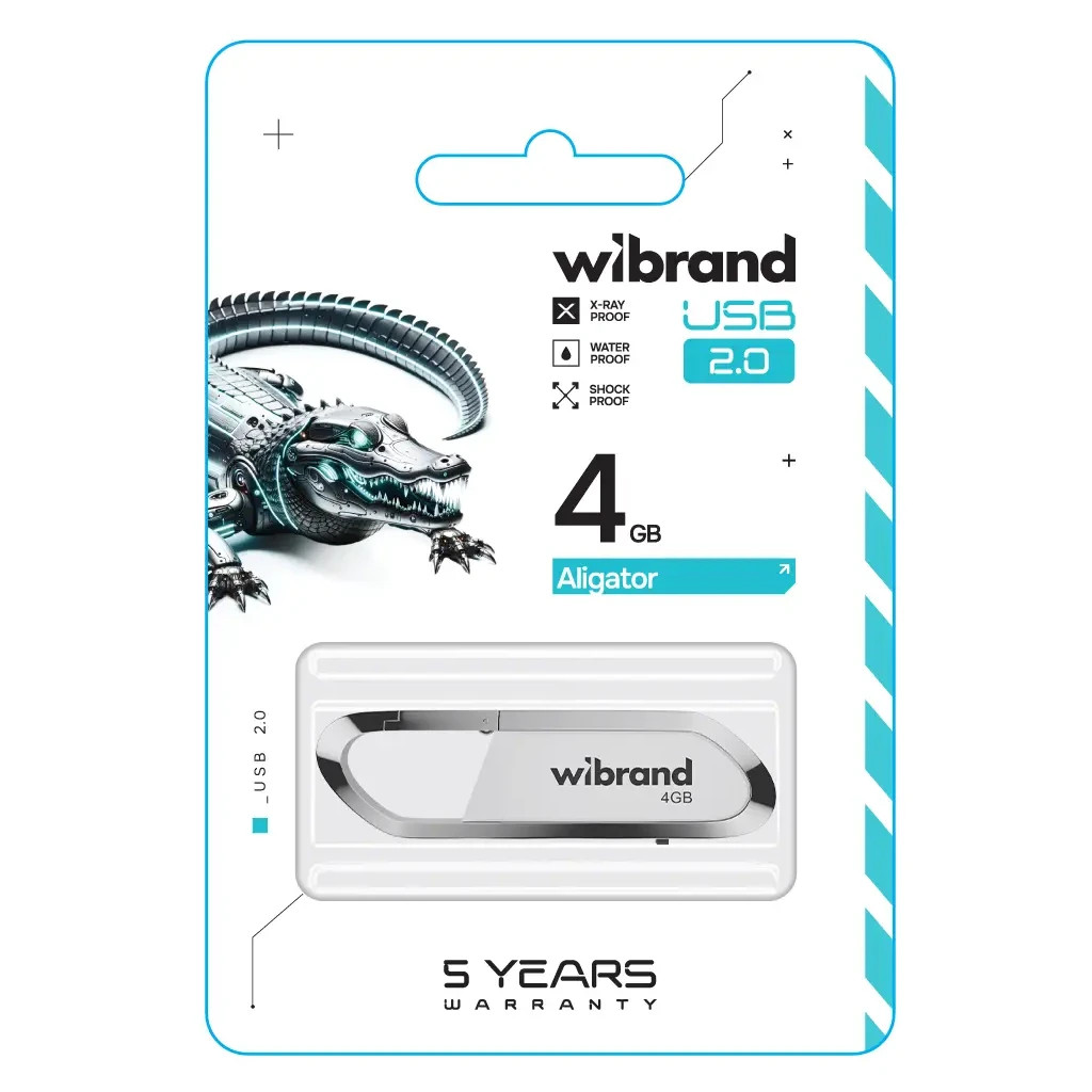 USB флеш накопичувач Wibrand 4GB Aligator White USB 2.0 (WI2.0/AL4U7W) - зображення 2