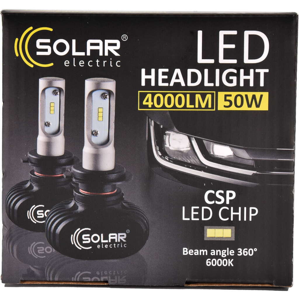 Автолампа SOLAR H7 12/24V 6000K 4000Lm 50W Seoul CSP (8107) - зображення 3