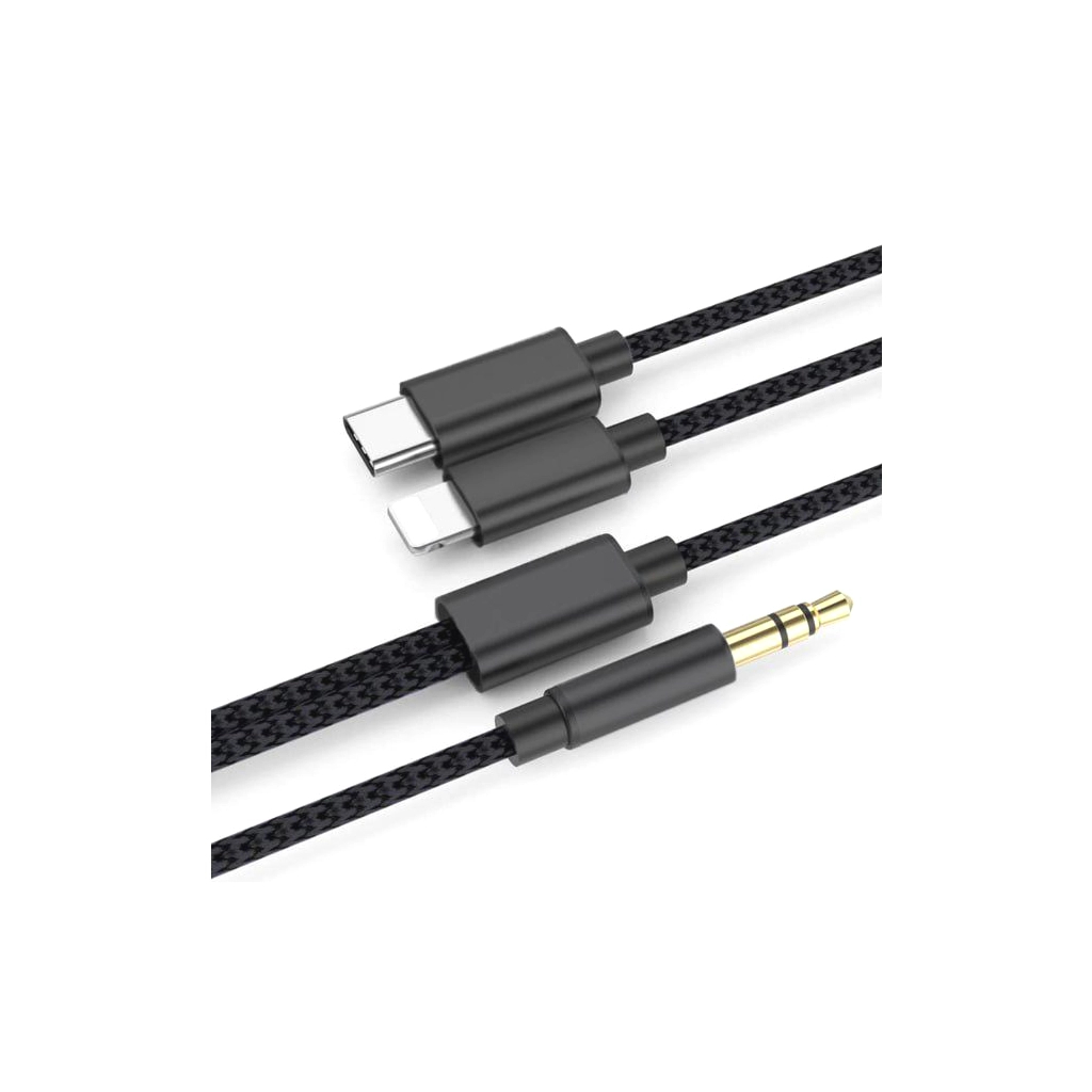 Кабель мультимедійний 3.5mm M to USB-C + Lightning 1,0m black XoKo (MH-232-BK) - зображення 1