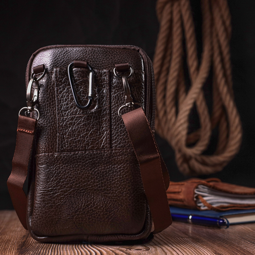 Сумка Vintage Чоловіча на пояс з натуральної шкіри Коричнева (22141) - зображення 7