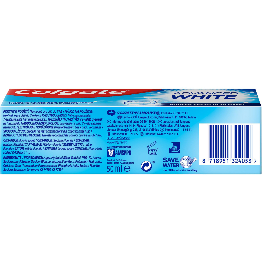Зубна паста Colgate Advanced White Комплексне відбілювання 50 мл (8718951324053) - зображення 3
