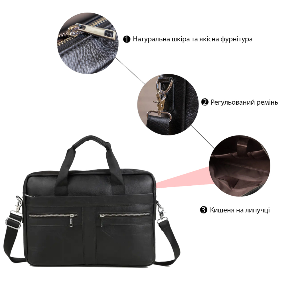 Сумка Vintage Шкіряна Чорна (14625) - зображення 4