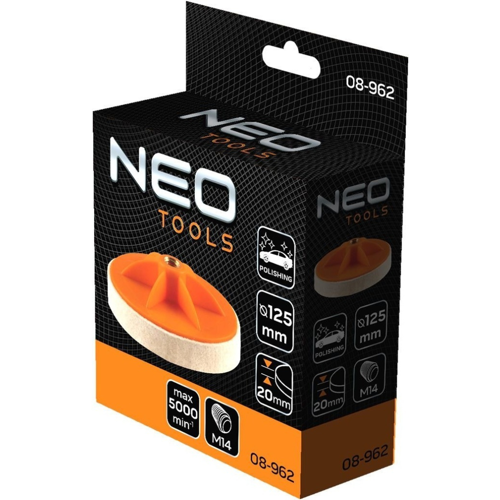 Диск полірувальний Neo Tools полірувальний, губка середньої твердості , M14, 125x20мм (08-962) - зображення 4
