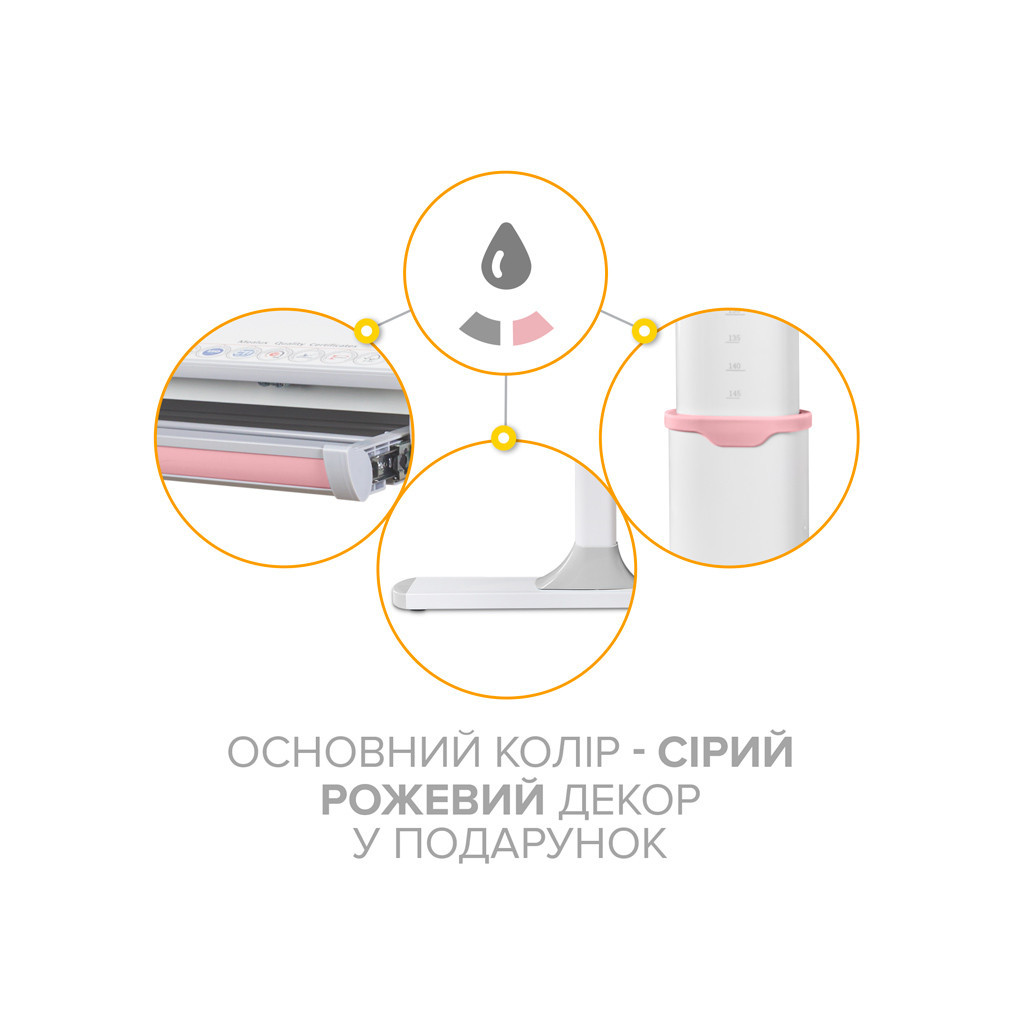 Парта Mealux Edmonton Multicolor Pink Lite (BD-610 W/MC + PN Lite) - зображення 8