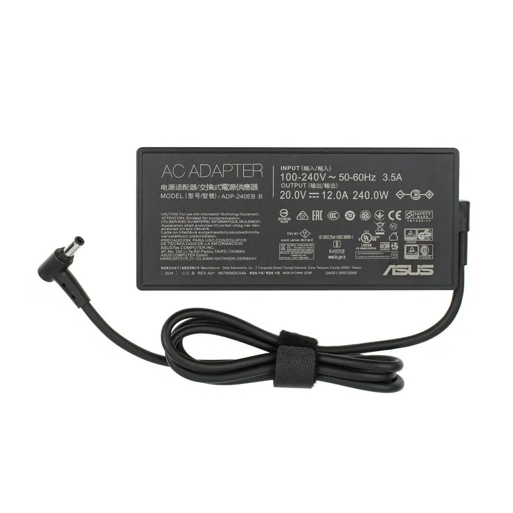 Блок живлення до ноутбуку ASUS 240W, 20V, 12A, роз'єм 6.0/3.7(pin inside), Slim-корпус (A40386) - зображення 2