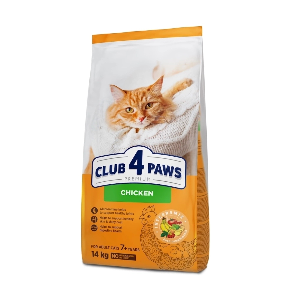 Сухий корм для кішок Club 4 Paws Преміум Adult Cats 7+ з куркою 14 кг (4820269144996) - изображение 1