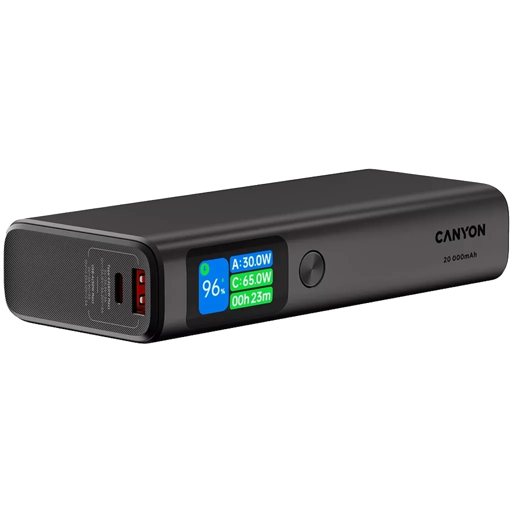 Батарея універсальна Canyon 20000mAh OnPower 230 TFT PD/130W Dark Grey (CNS-CPB230DG) - зображення 5