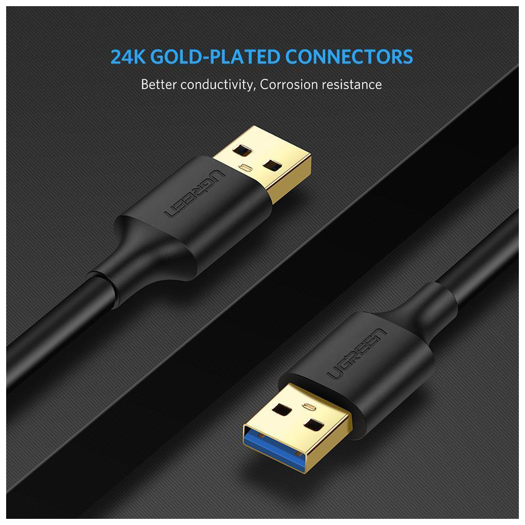 Дата кабель USB 3.0 AM/AM 0.5m US128 black Ugreen (10369) - зображення 5