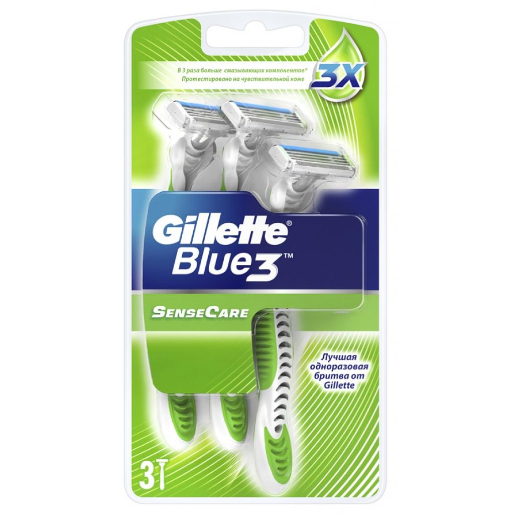 Бритва Gillette одноразові Blue 3 Sense Care 3 шт. (7702018361540) - зображення 1