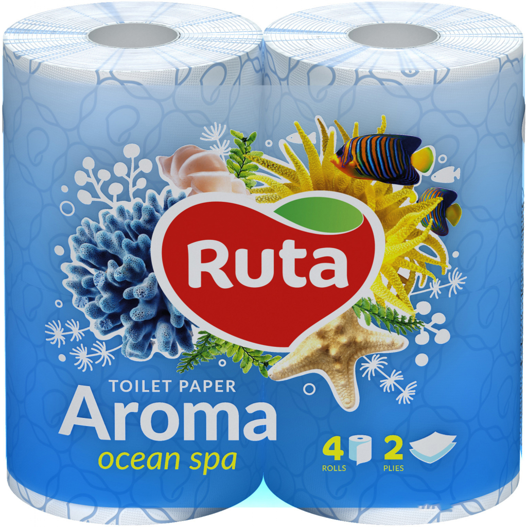 Туалетний папір Ruta Aroma Ocean ароматизований Блакитний 2 шари 4 рулони (4820023740389) - зображення 1