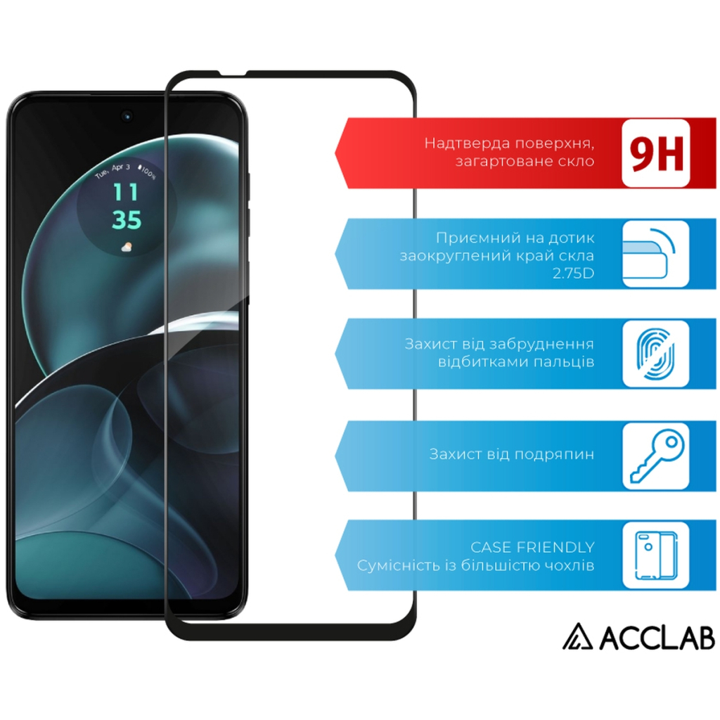 Скло захисне ACCLAB Full Glue MOTO G14 Black (1283126577741) - зображення 3