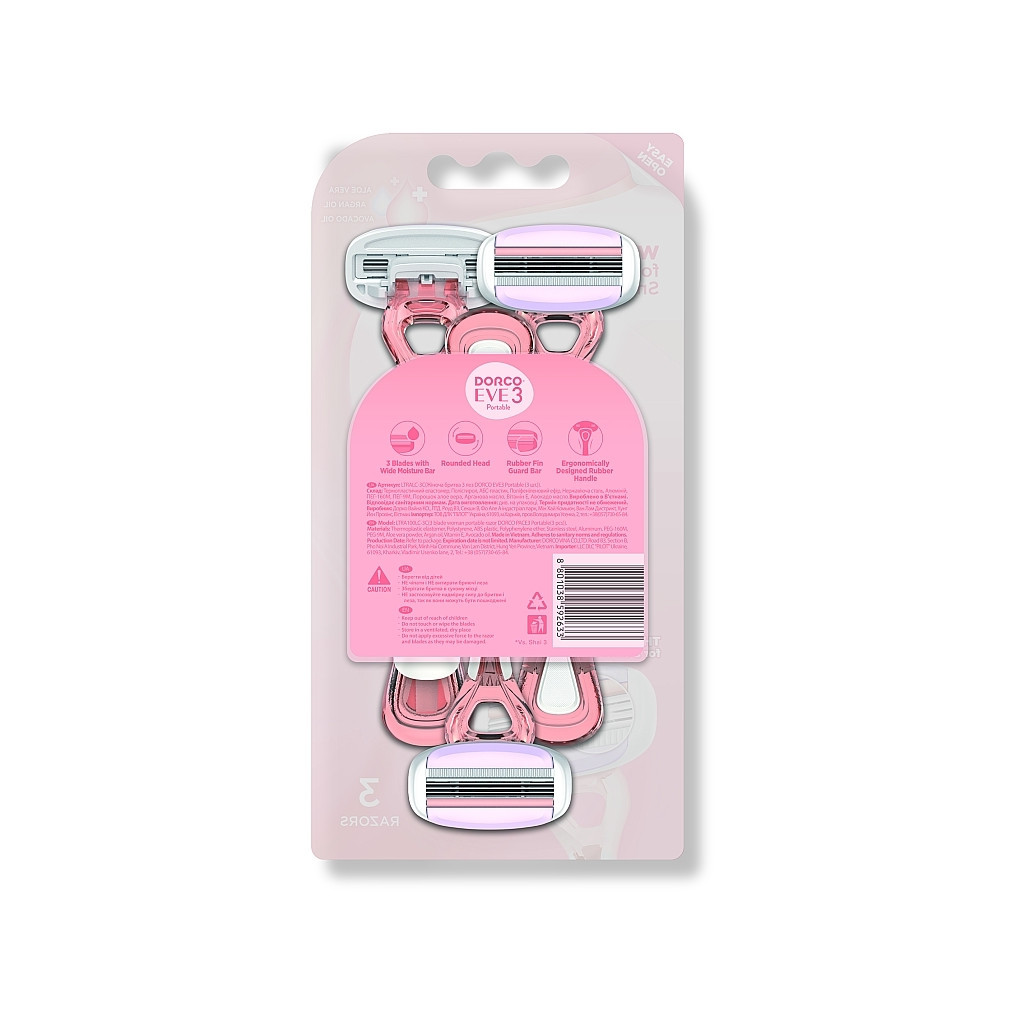 Бритва Dorco Eve 3 Portable Одноразова Для жінок 3 шт. (8801038592633) - зображення 2