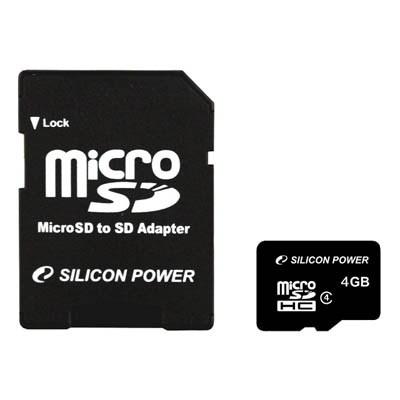 Карта пам'яті Silicon Power 4Gb microSDHC class 4 (SP004GBSTH010V10) - зображення 1