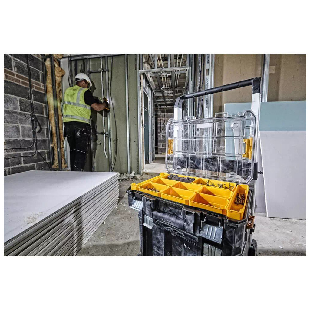 Ящик для інструментів DeWALT TSTAK, прозора кришка, 10 чашок, IP54 (DWST82968-1) - зображення 4