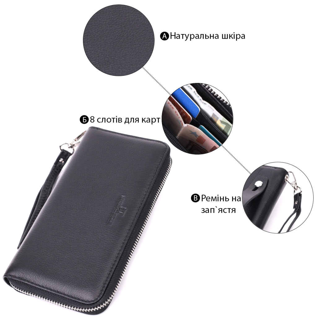 Гаманець ST Leather З натуральної шкіри Чорний (22559) - зображення 4