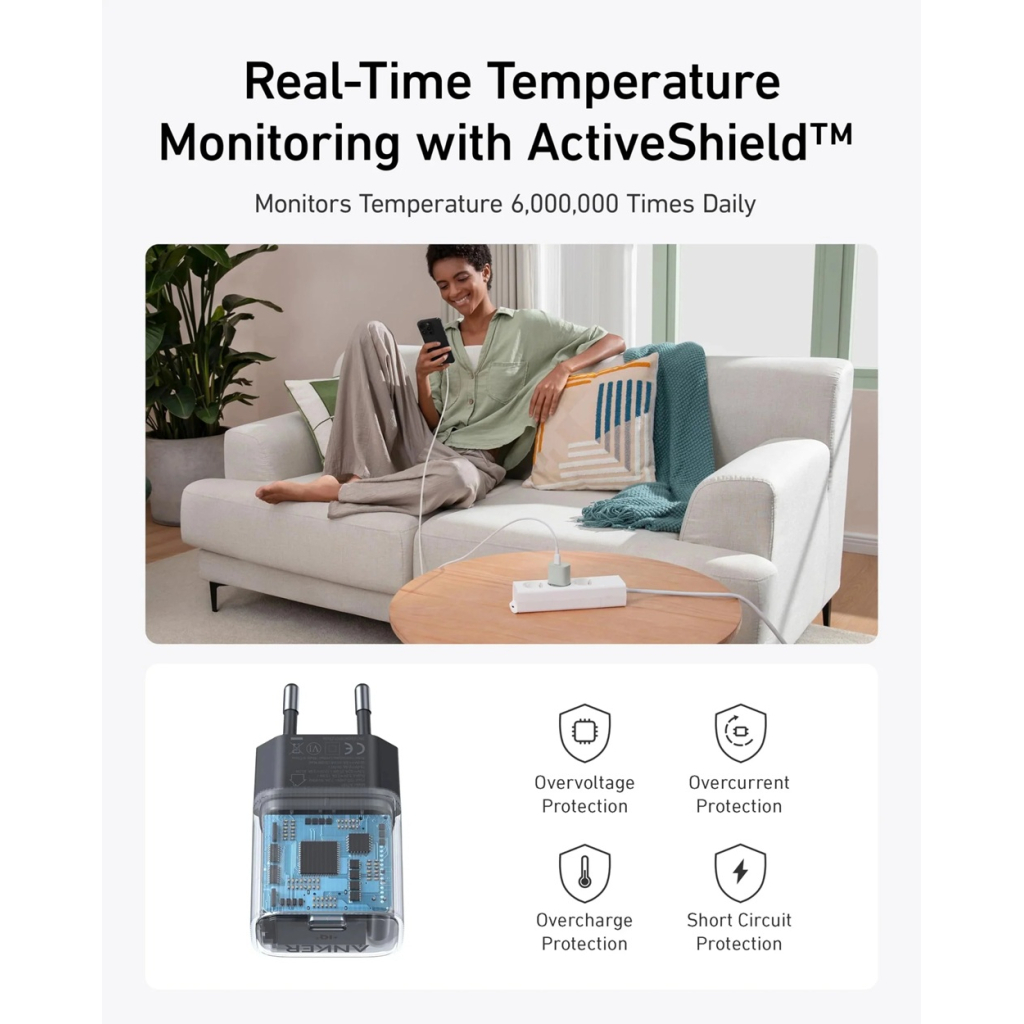 Зарядний пристрій Anker PowerPort 511 Nano IV 30W USB-C Black (A2337G11) - зображення 7