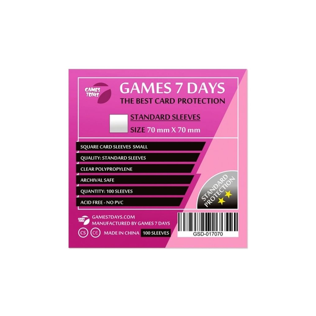 Протектор для карт Games 7 Days 70 х 70 мм, Square Small, 100 шт (STANDART) (GSD-017070) - зображення 1