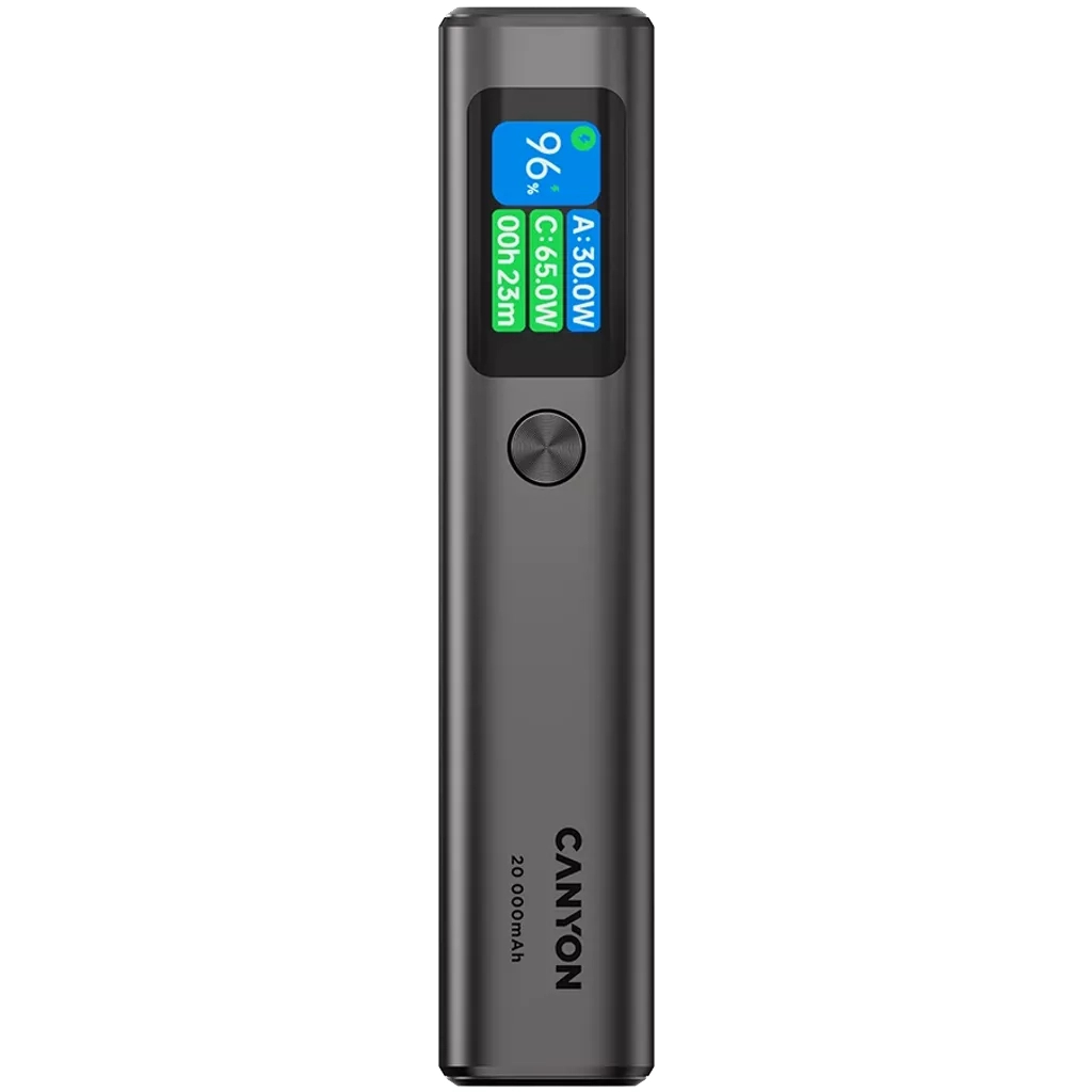 Батарея універсальна Canyon 20000mAh OnPower 230 TFT PD/130W Dark Grey (CNS-CPB230DG) - зображення 1
