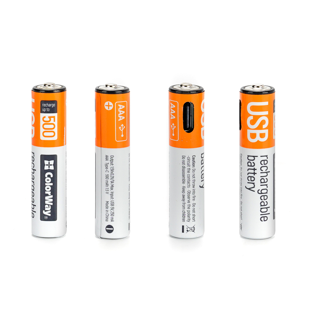 Акумулятор ColorWay AAА USB-С 590 mAh 1.5V (2шт) (Li-Polymer) (CW-UBAAA-09) - изображение 3