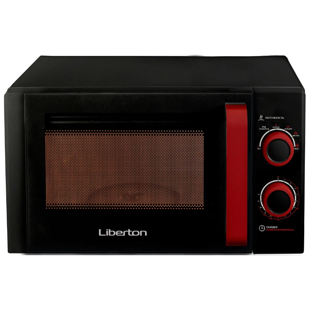 Мікрохвильова піч Liberton LMW-2082M black red - зображення 1