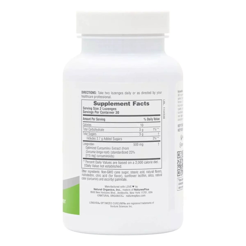 Вітамінно-мінеральний комплекс Natures Plus Куркумін, 500 мг, Pro Longvida Curcumin, 60 льодяників (NTP49611) - зображення 2