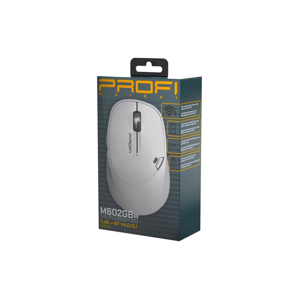 Мишка PROFImarket M602 Silent Wireless/Bluetooth White (M602GBW) - зображення 4