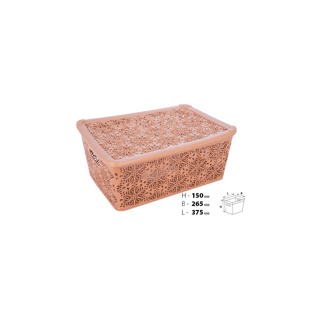 Кошик для зберігання Violet House 0404 №2 Ажур з кришкою Cream 14 л (0404 №2 Ажур CR з/кр. 14 л) - зображення 2