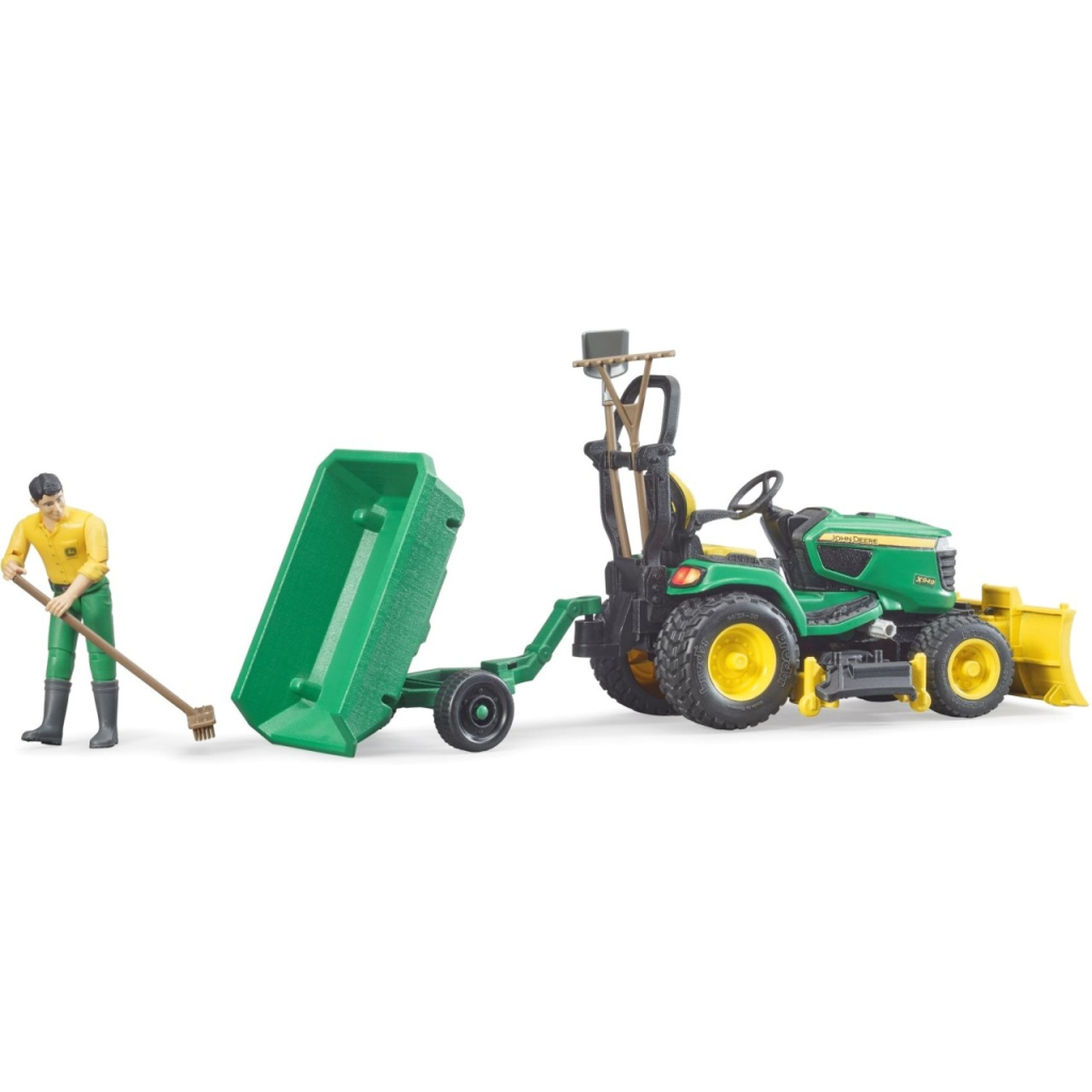 Спецтехніка Bruder садовий трактор John Deere з причіпом та фігуркою садівника (62104) - зображення 6