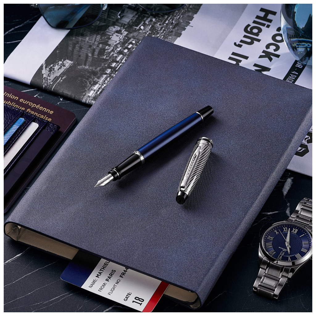 Ручка пір'яна Waterman EXPERT Deluxe Metallic Blue CT  FP F (10 051) - зображення 6