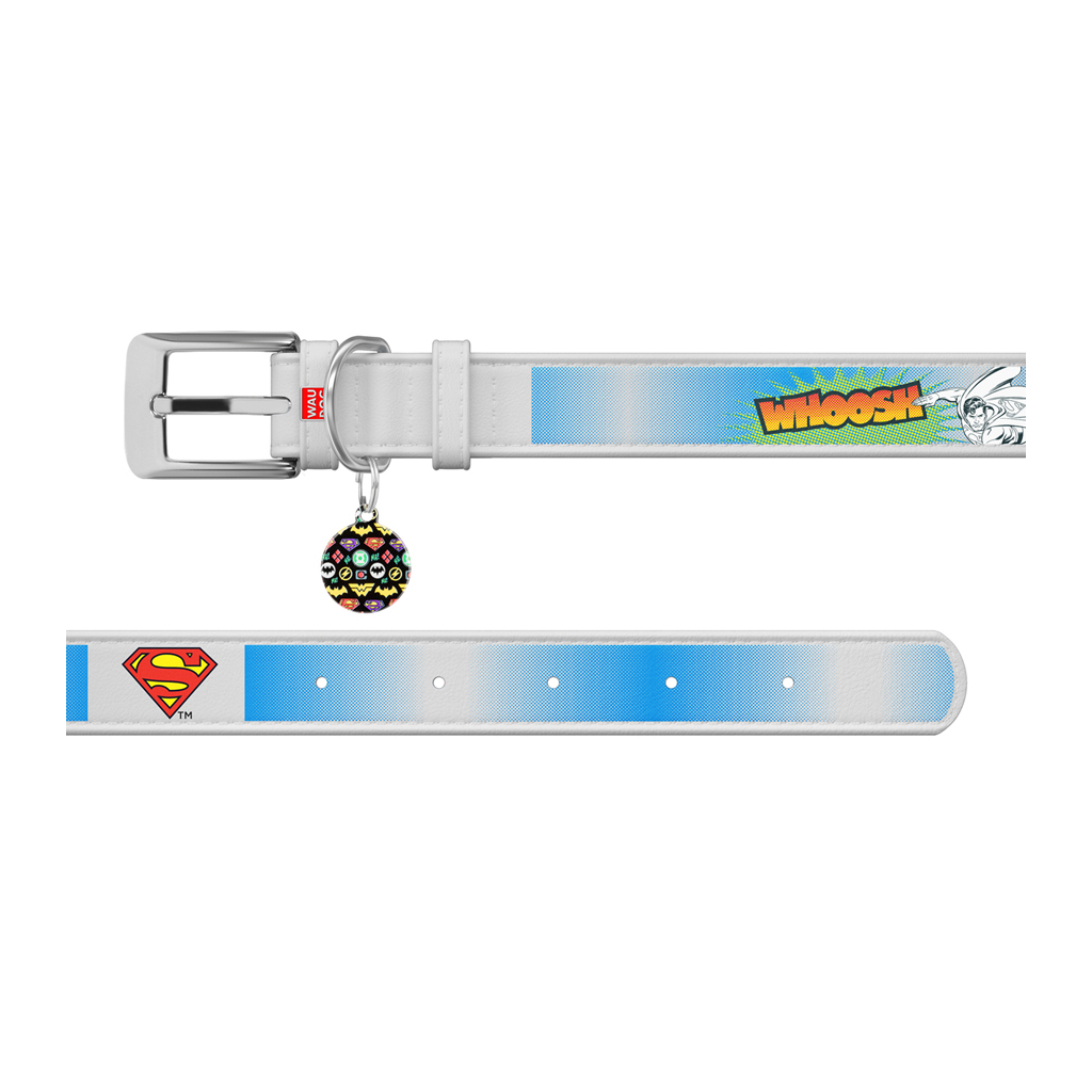 Нашийник для тварин WAUDOG Design з QR паспортом "Супермен 2" XL Ш 35 мм Д 44-58 см білий (0035-1008-15) - зображення 3