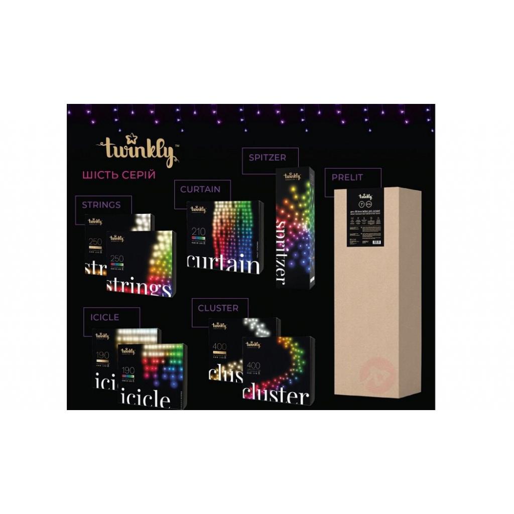 Гірлянда Twinkly Smart LED Pro Curtain RGBW 250, AWG22, IP65, чорний (TWP-CU-CA-05X50SPP-B) - зображення 6